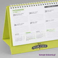 Tygodniowy kalendarz CREATIVE-2 ze stojakiem wykonanym z ozdobnego kartonu barwionego w masie Lime Tonic 320 g/m2.