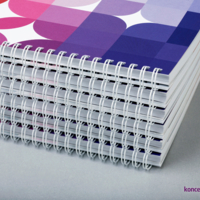 Spirala biała wykorzystana do broszury poziomej (format A4). Okładka wydrukowana na kredzie matowej 350 g/m2.