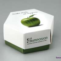 Sześciokątne pudełko model HEXABOX ze słodką zawartością, to idealny pomysł na prezent dla klientów.